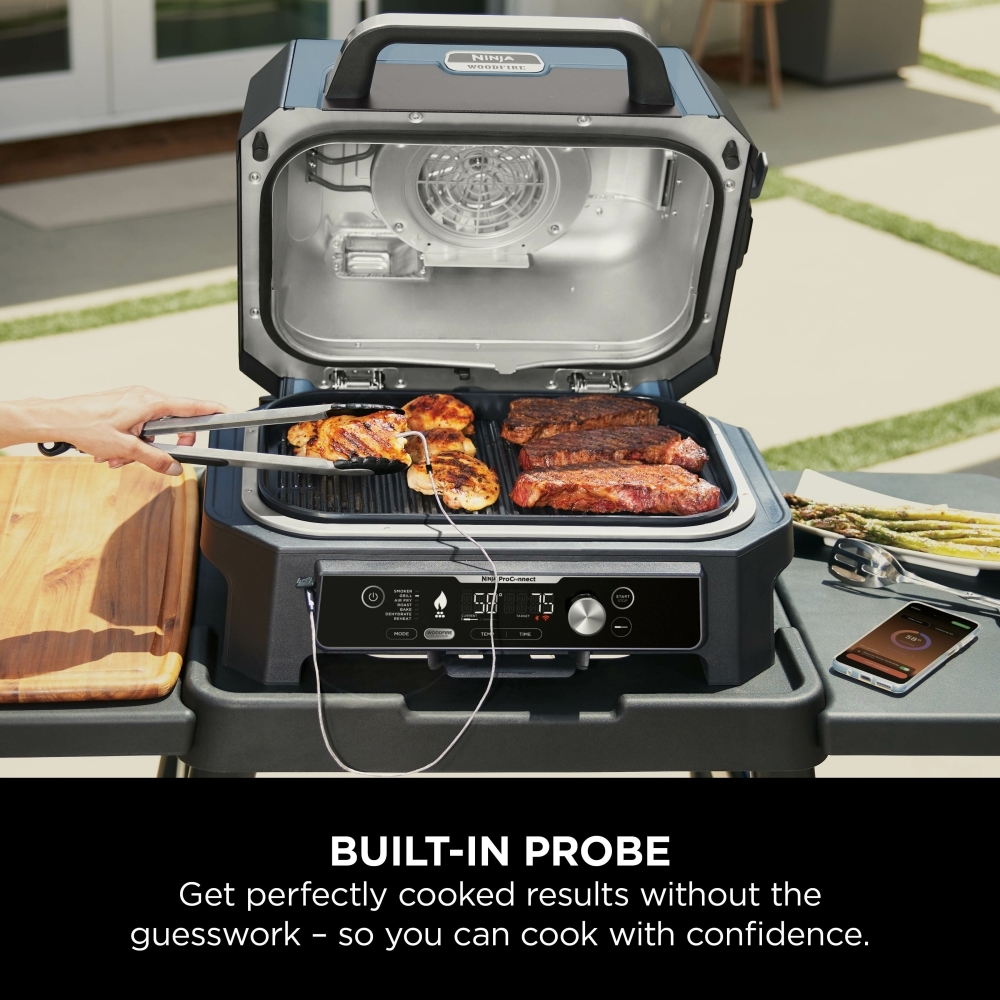 Ninja OG901UK Black & Blue Woodfire Pro Connect XL Electric BBQ Grill & Smoker