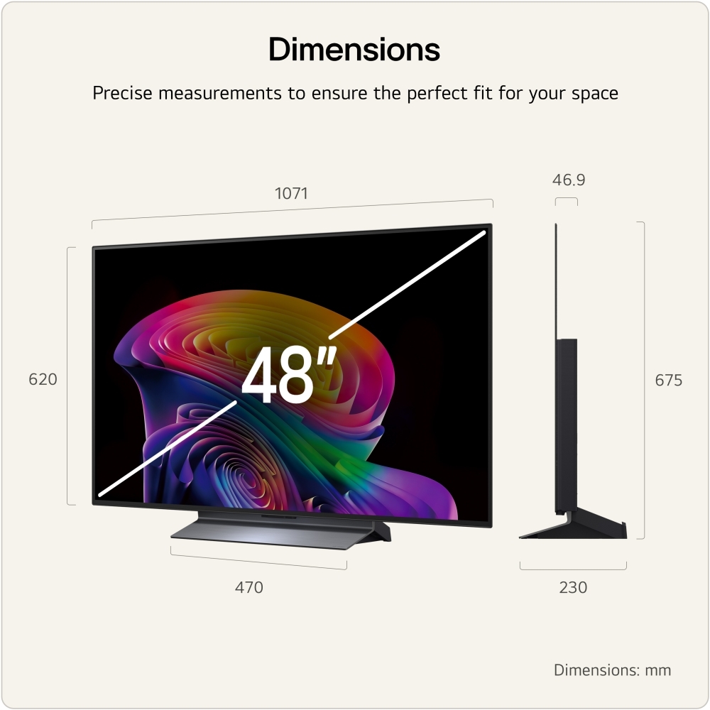 LG OLED48C66LB.AEK 48" OLED evo Smart Television, 4K Ultra HD, in bright and dark rooms, F Rated