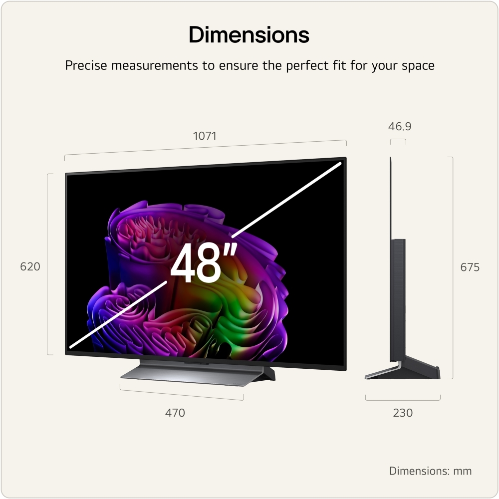 LG OLED48G66LS.AEK 48" OLED evo Smart Television, 4K Ultra HD, in bright and dark rooms, E Rated