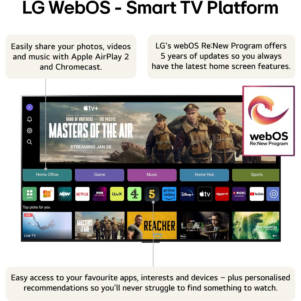 LG OLED65G45LW 65" OLED evo G4 4K Smart TV, 4K Ultra HD, Silver, F Rated