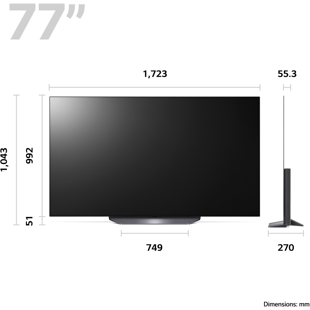 LG OLED77B36LA 77" OLED B3 4K Smart TV, 4K Ultra HD, Black, F Rated
