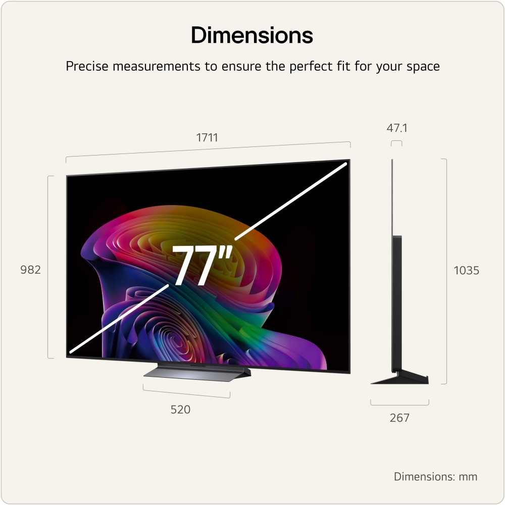 LG OLED77C66LB.AEK 77" OLED evo Smart Television, 4K Ultra HD, in bright and dark rooms, E Rated