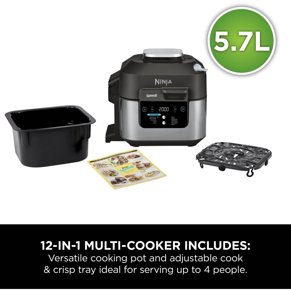 Ninja ON500UK Speedi 12-in-1 Multi-Cooker, Air Fryer and Slow Cooker, Black