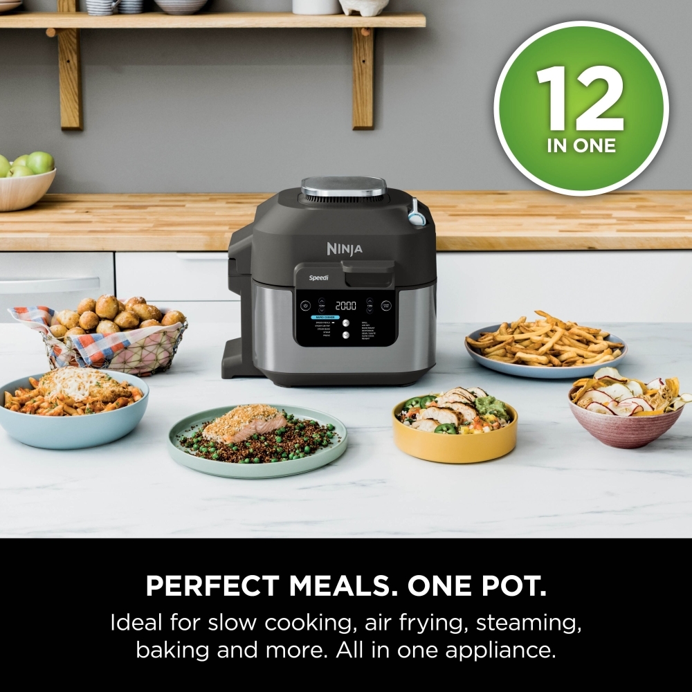 Ninja ON500UK Speedi 12-in-1 Multi-Cooker, Air Fryer and Slow Cooker, Black