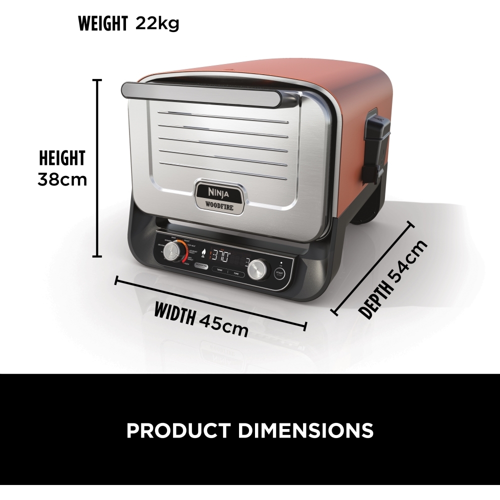 Ninja OO101UK Woodfire Electric Outdoor Oven, Artisan Pizza Maker and BBQ Smoker, Copper