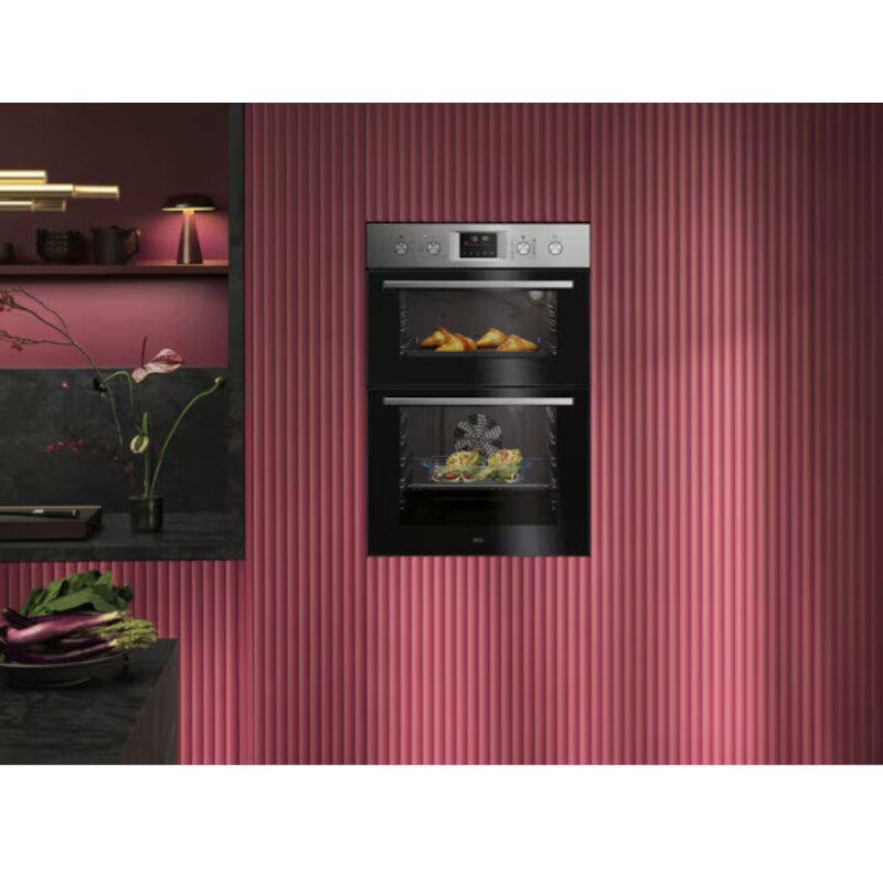 AEG OU5CP40M Built-In Electric Double Oven, Stainless Steel, A Rated