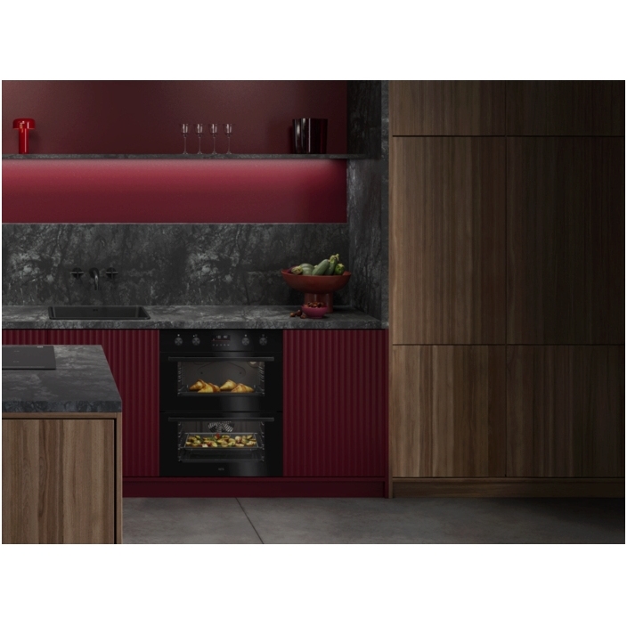 AEG OU5CU40K Built-Under Electric Double Oven, Black, A Rated