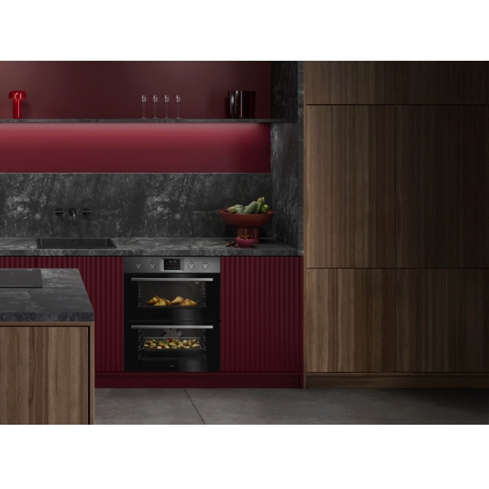 AEG OU5CU40M Built-Under Electric Double Oven, Stainless Steel, A Rated