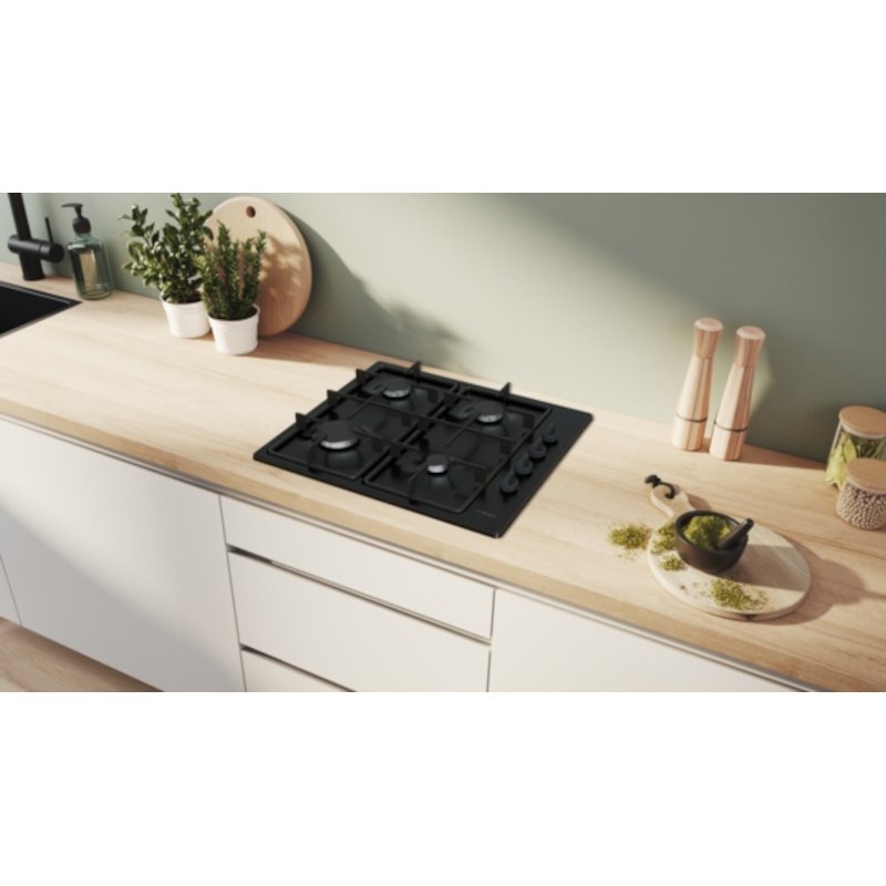 Bosch PBP6B6K60 Series 2 4 Burner Gas Hob, Black