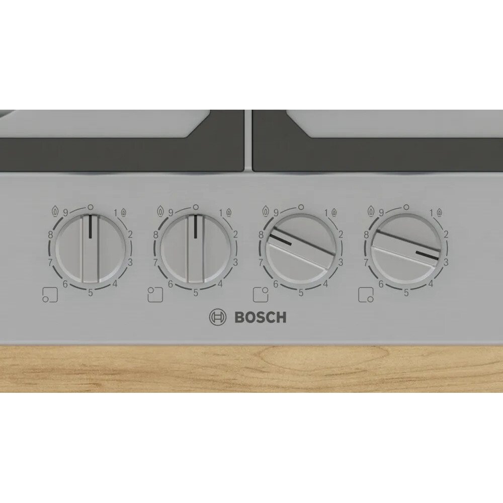 Bosch PCP6A5I90 Series 6 58cm 4 Burner Gas Hob, Stainless Steel