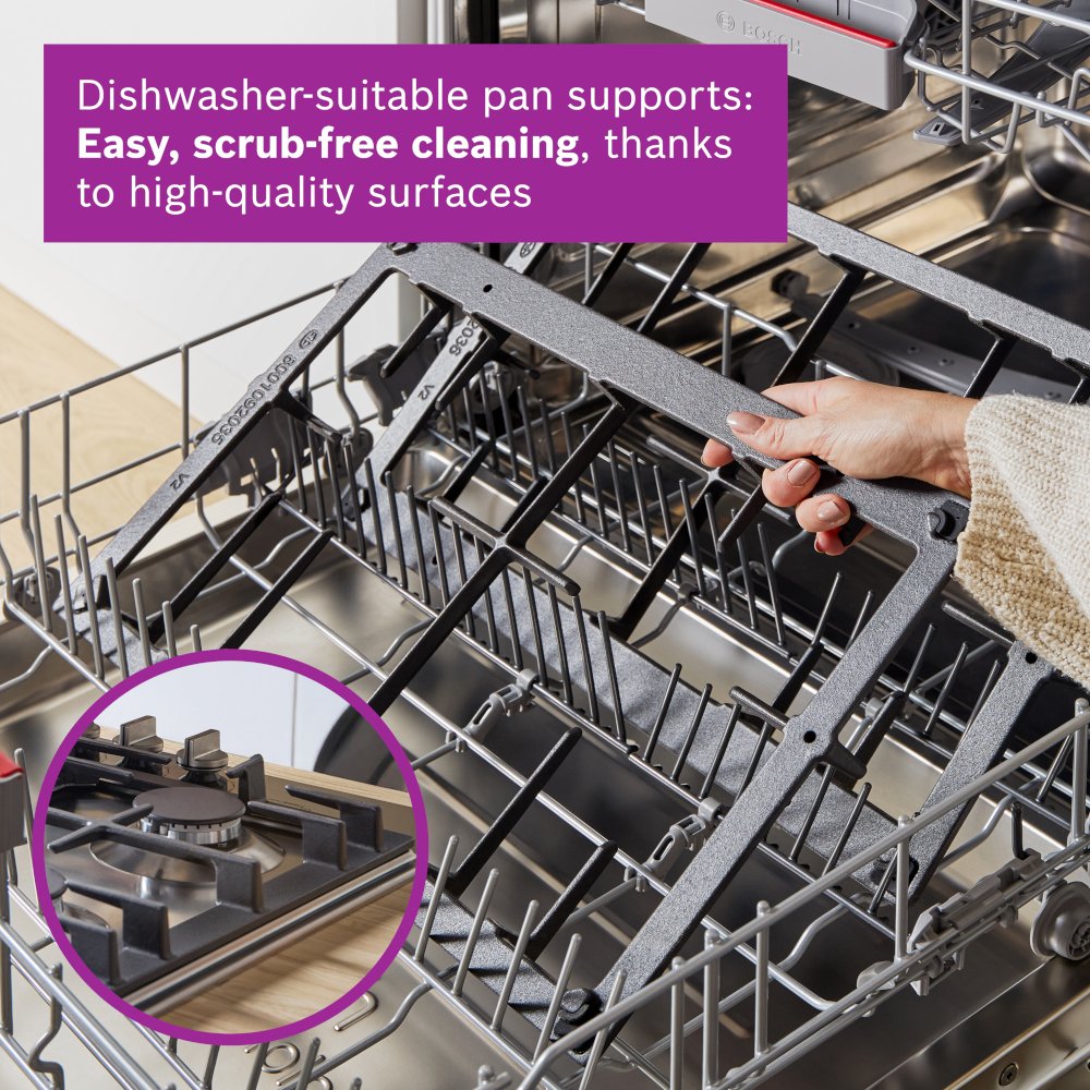 Bosch PCP6A5I90 Series 6 58cm 4 Burner Gas Hob, Stainless Steel