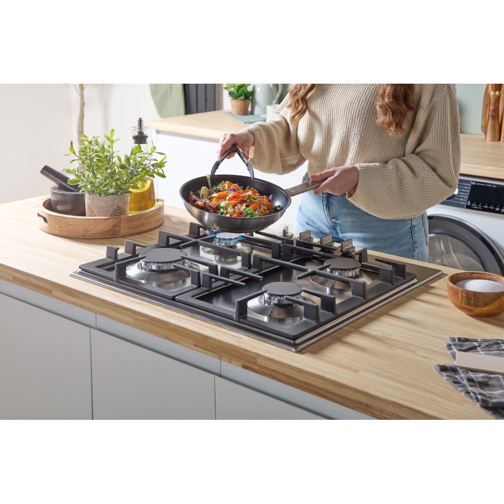 Bosch PCP6A5I90 Series 6 58cm 4 Burner Gas Hob, Stainless Steel