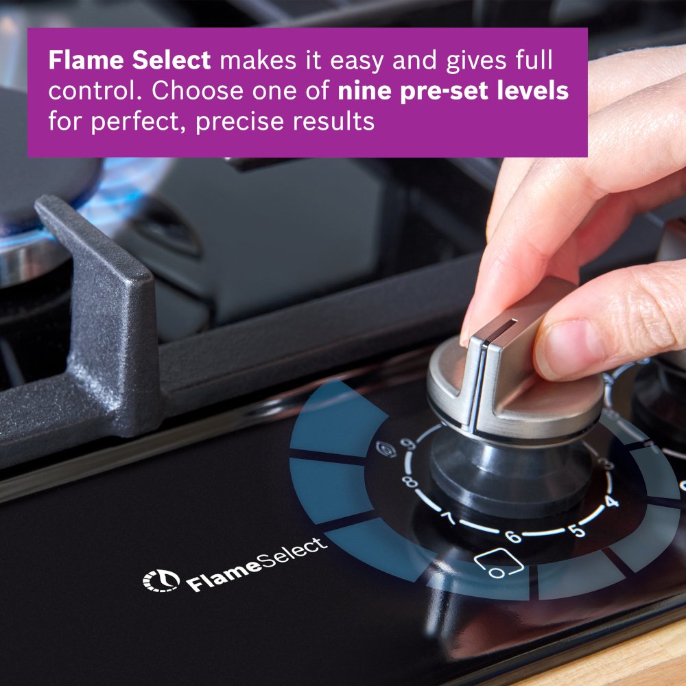 Bosch PCP6A6I90 Series 6 4 Burner Gas Hob, Black