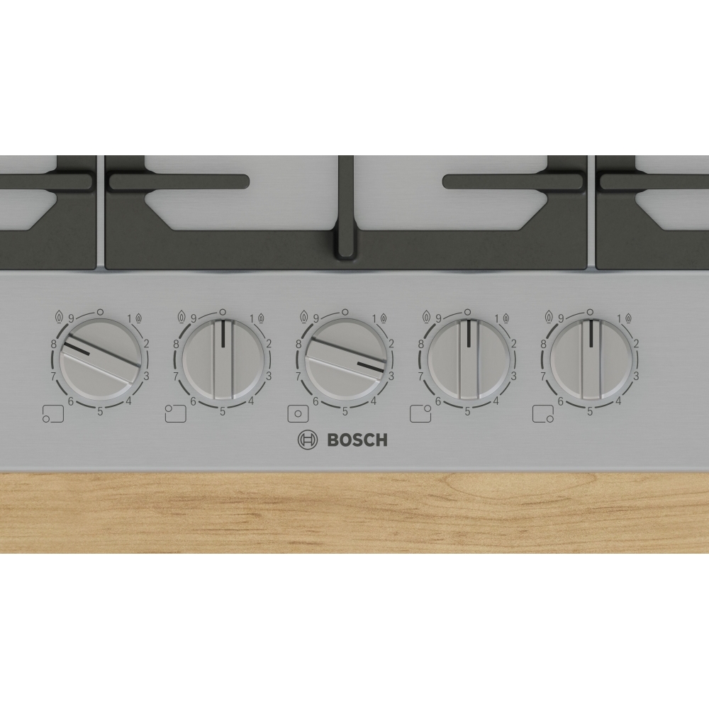 Bosch PCQ7A5I90 Series 6 5 Burner Gas Hob, Stainless Steel