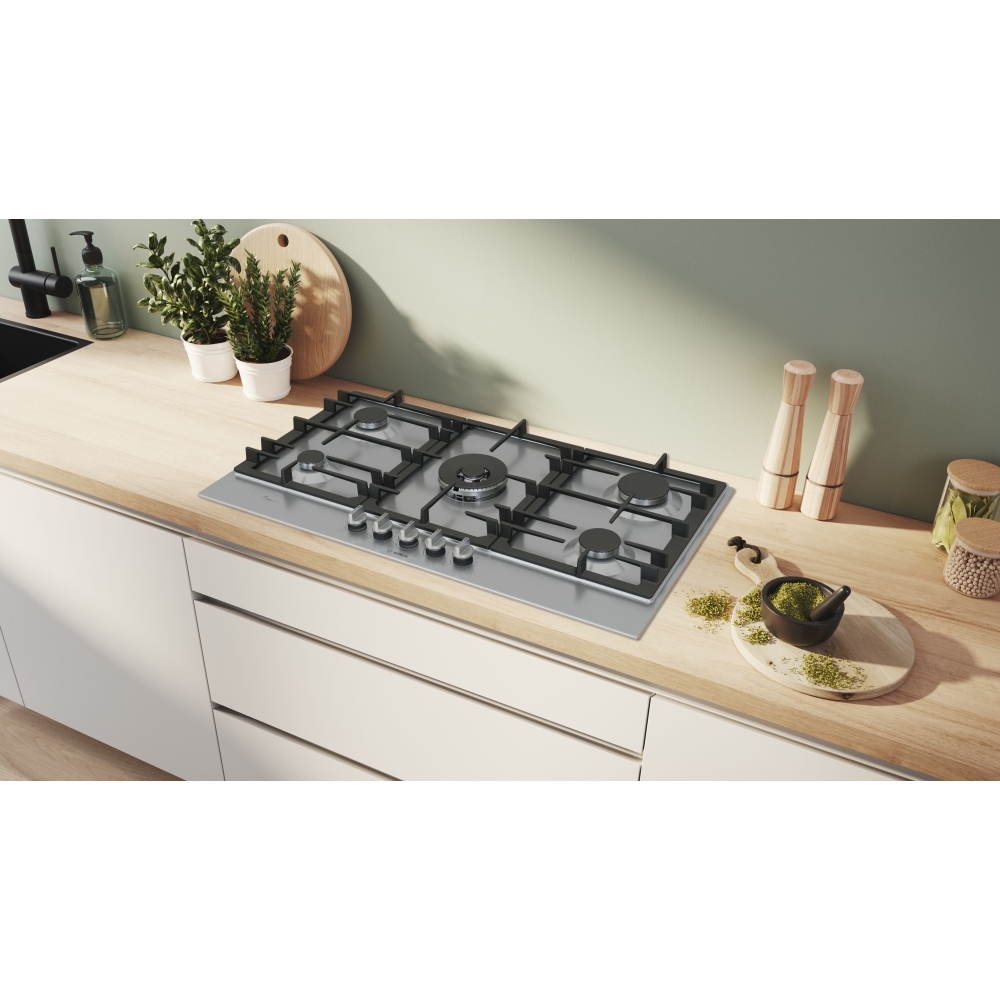 Bosch PCR9A5I90 Series 6 5 Burner Gas Hob, Stainless Steel