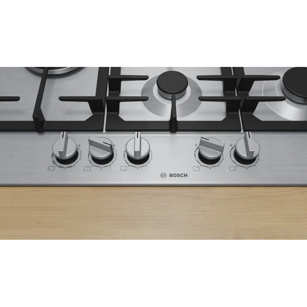 Bosch PCS7A5I90 Series 6 5 Burner Gas Hob, Stainless Steel