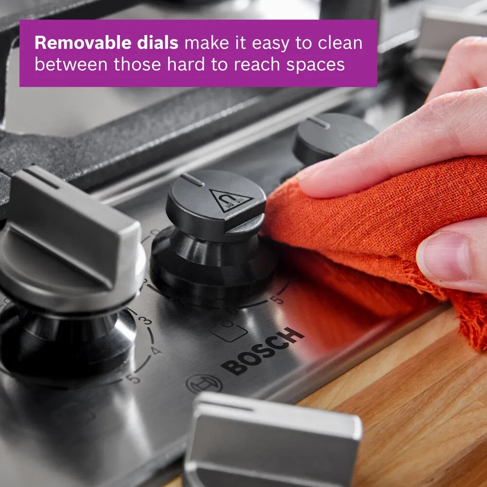 Bosch PCS7A5I90 Series 6 5 Burner Gas Hob, Stainless Steel