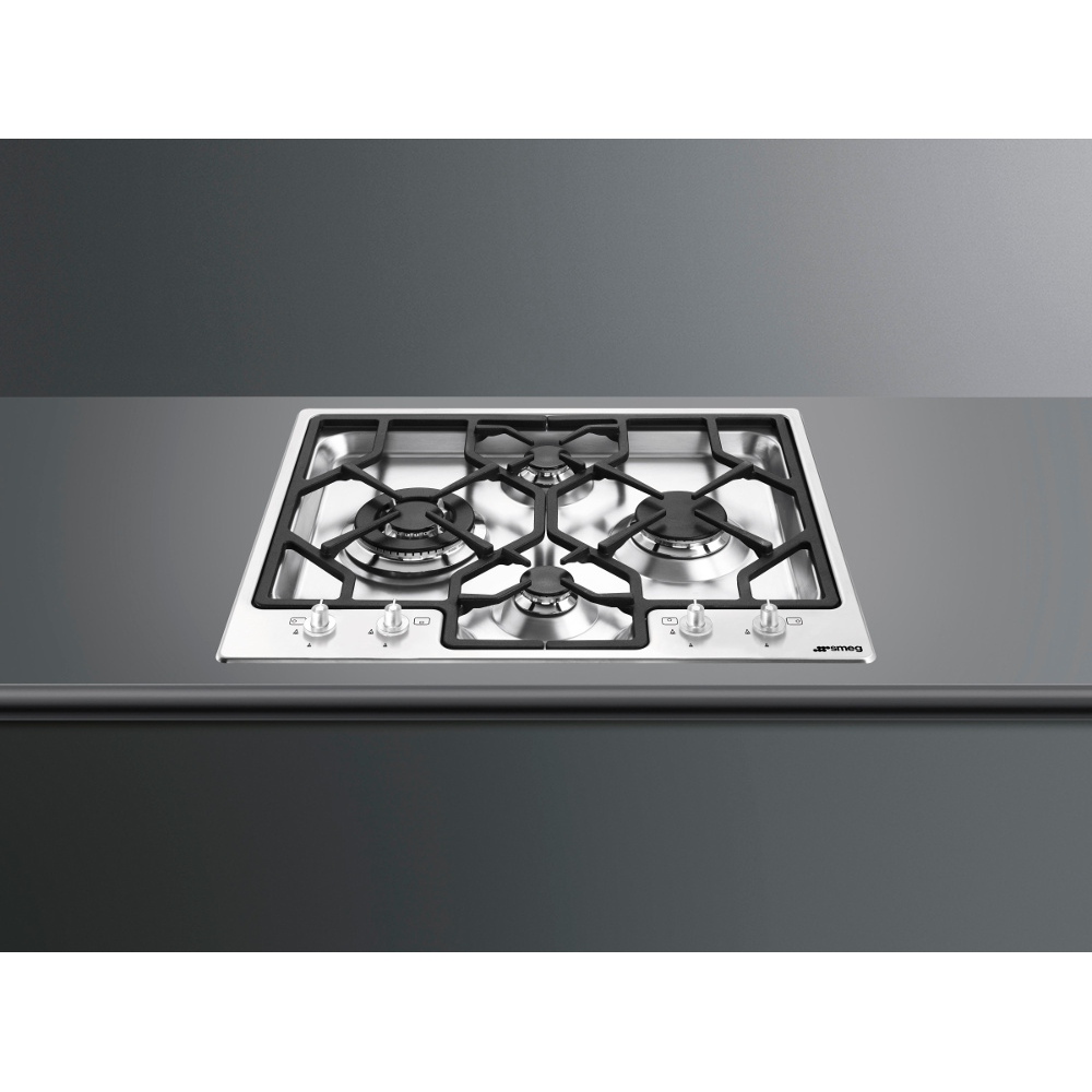 Smeg Classic PGF644 4 Burner Gas Hob, Stainless Steel Marks Electrical