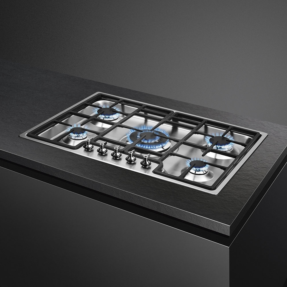 Smeg PGF75-4 Classic 72cm 5 Burner Gas Hob, Stainless Steel