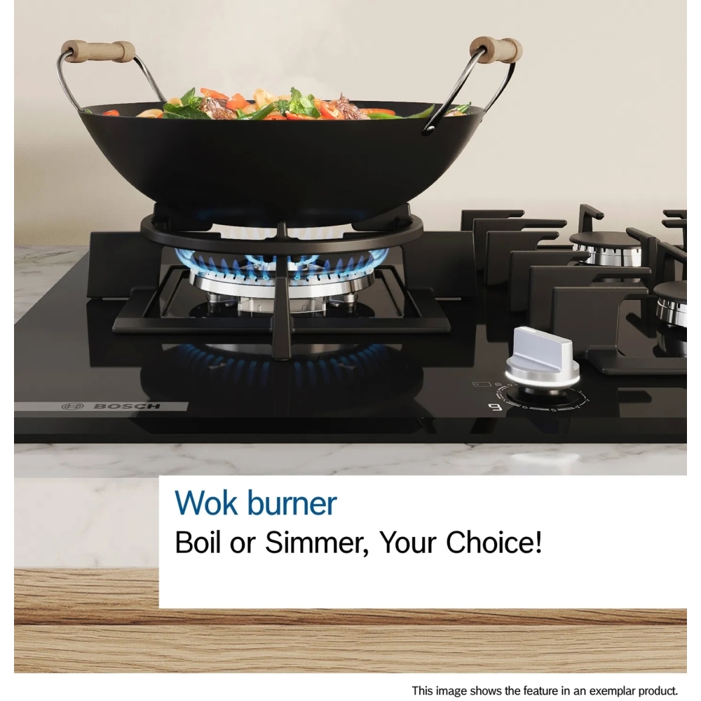 Bosch PGM7B5K90 Series 4 75cm 5 Burner Gas Hob, Stainless Steel