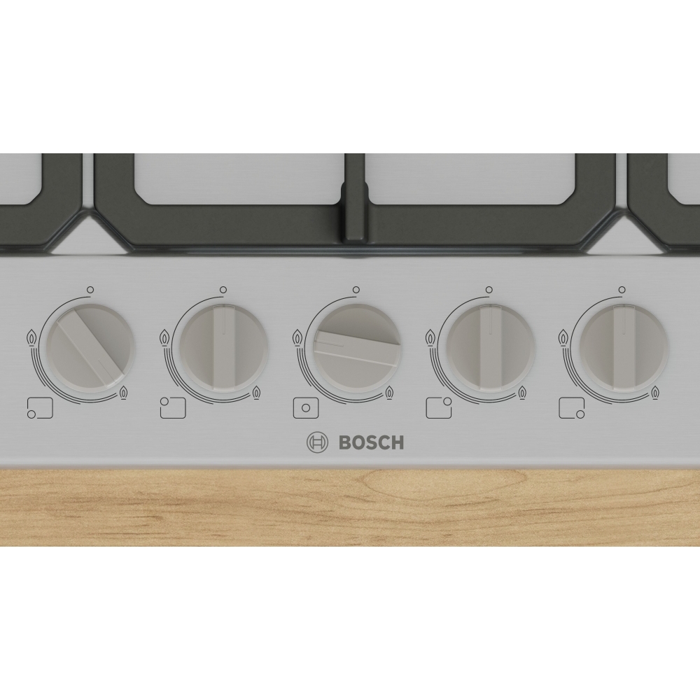 Bosch PGQ7B5K90 Series 4 5 Burner Gas Hob, Stainless Steel