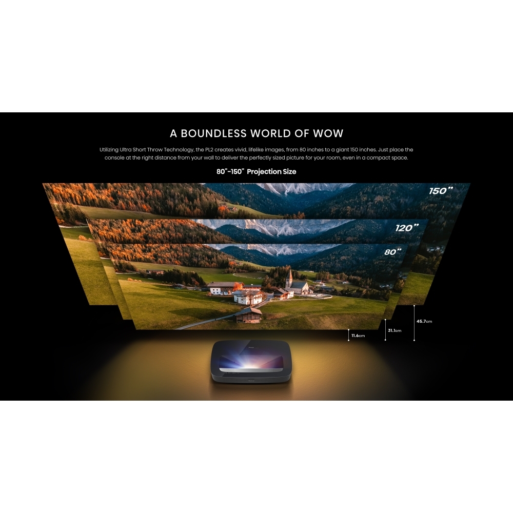 Hisense PL2TUK Series PL2 Smart Laser Cinema 4K, 4K Ultra HD, Black