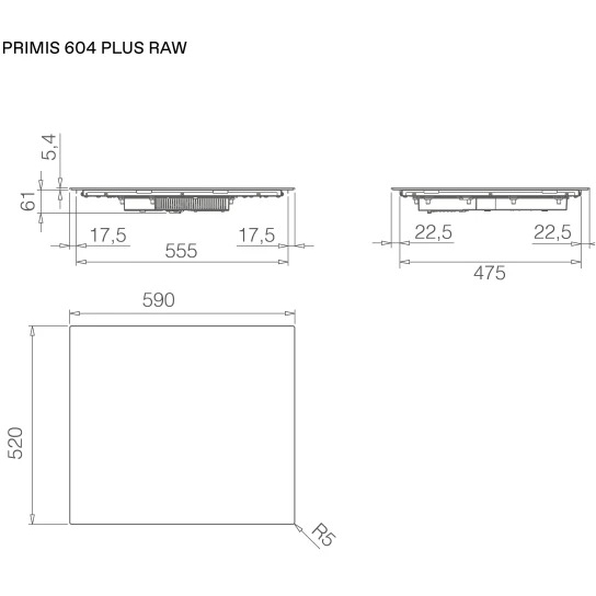 Elica PRIMIS-604-RAW 59cm Induction Hob, Black