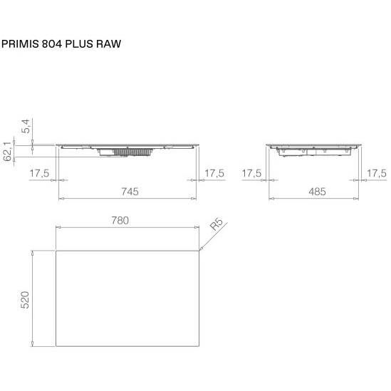 Elica PRIMIS-804-RAW Induction Hob, Black