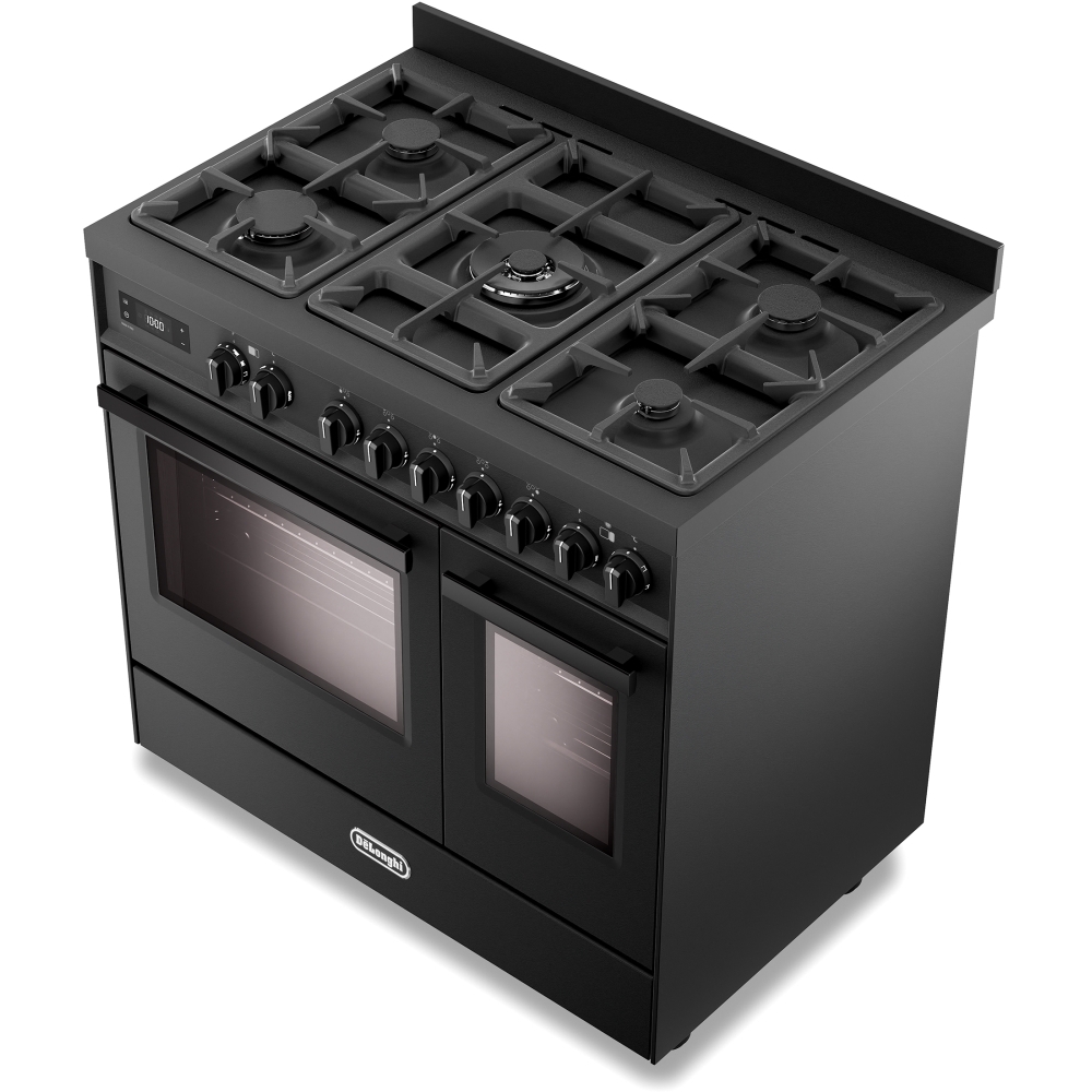 DeLonghi PRO 965T MAA 90cm Dual Fuel Range Cooker, Black, A Rated