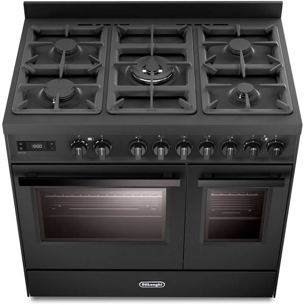 DeLonghi PRO 965T MAA 90cm Dual Fuel Range Cooker, Black, A Rated