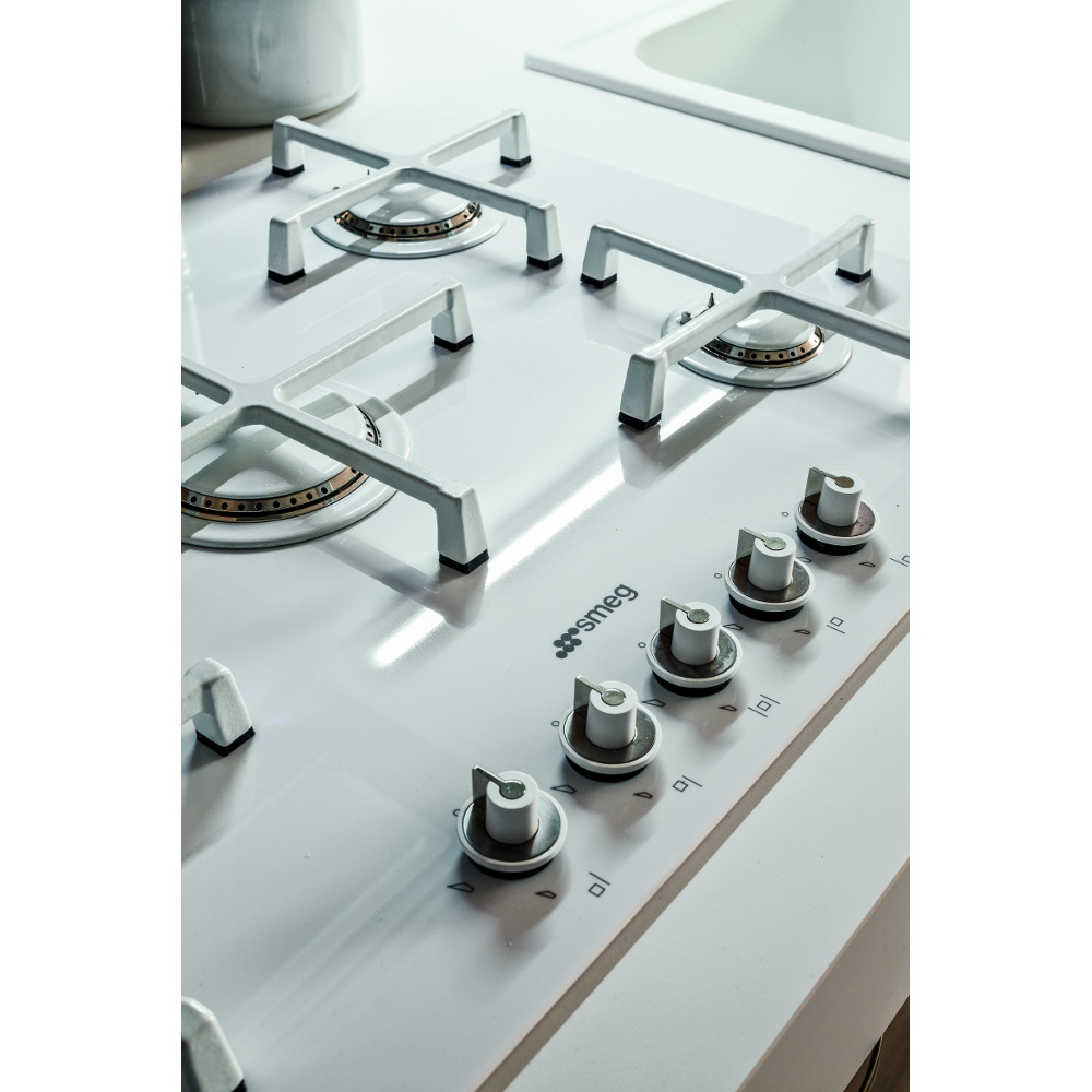 Buy Smeg Linea PV175CB 5 Burner Gas Hob (PV175CB) White on Glass
