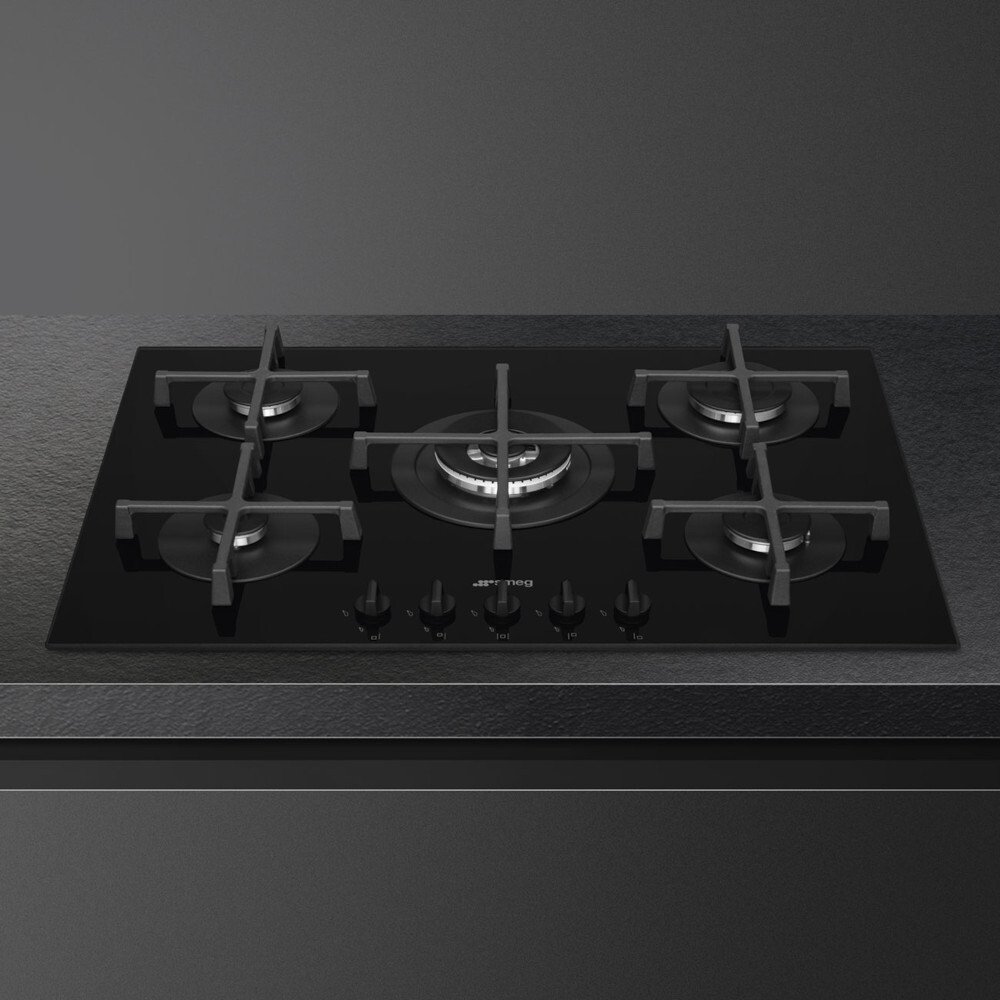 Smeg PV275B 72cm 5 Burner Gas Hob, Black