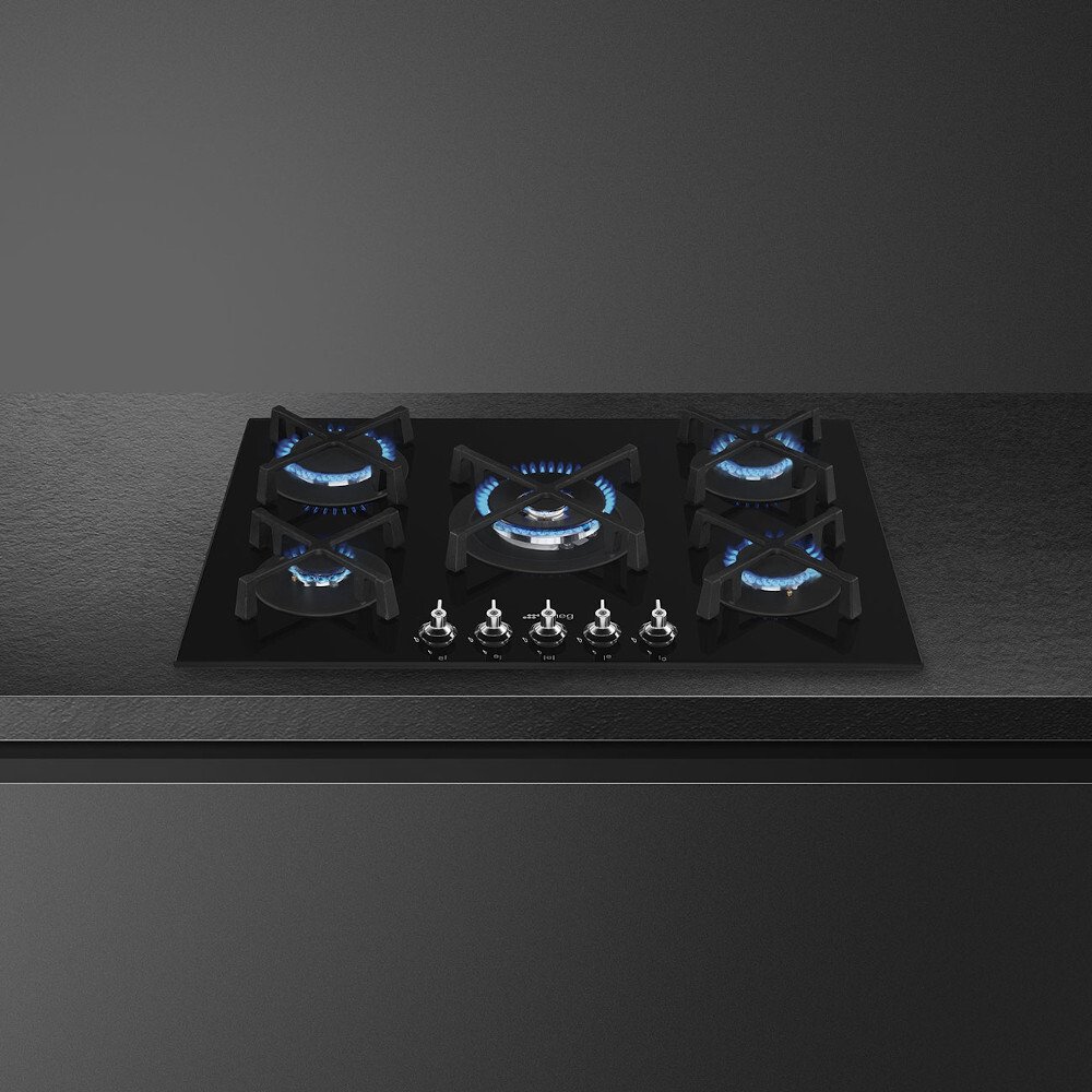 Smeg PV375N Classic 72cm 5 Burner Gas Hob, Black