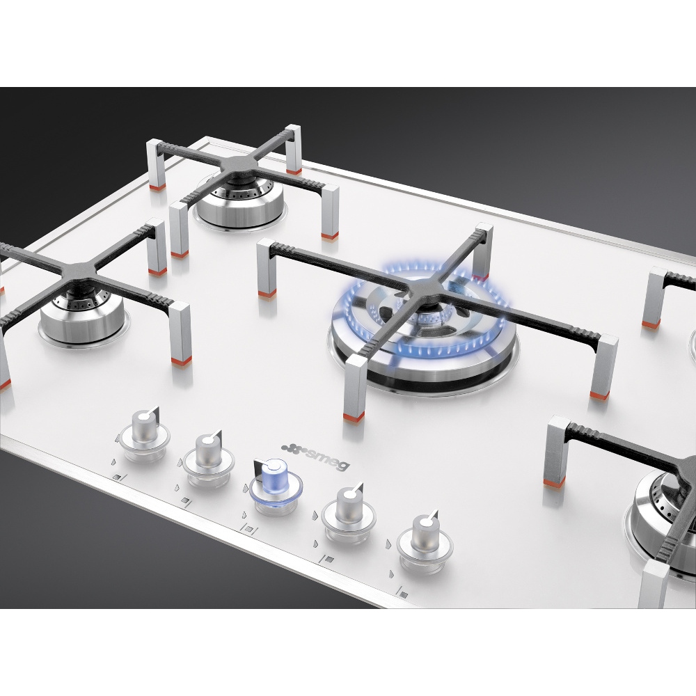 Buy Smeg Linea PVB750 5 Burner Gas Hob (PVB750) White Marks Electrical