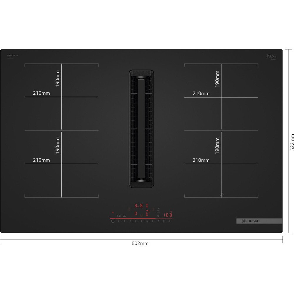 Bosch PVQ81AH26E Series 6 80cm Vented Hob, Black, B Rated