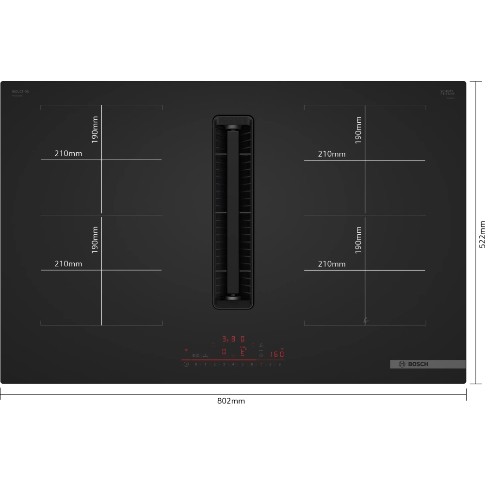 Bosch PVQ81AH26E Series 6 80cm Vented Hob, Black, B Rated