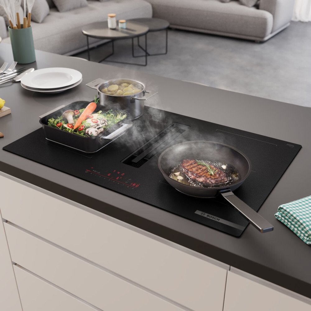 Bosch PVQ81AH26E Series 6 80cm Vented Hob, Black, B Rated