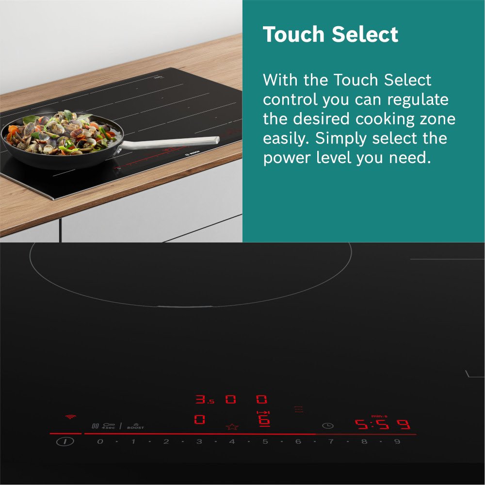 Bosch PVS811B16E Series 4 80cm Vented Hob, Black, B Rated
