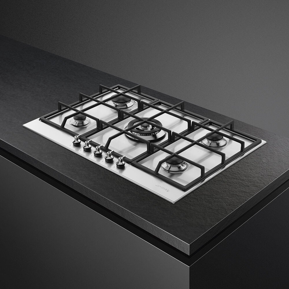 Smeg PX375 Classic 73cm 5 Burner Gas Hob, Stainless Steel