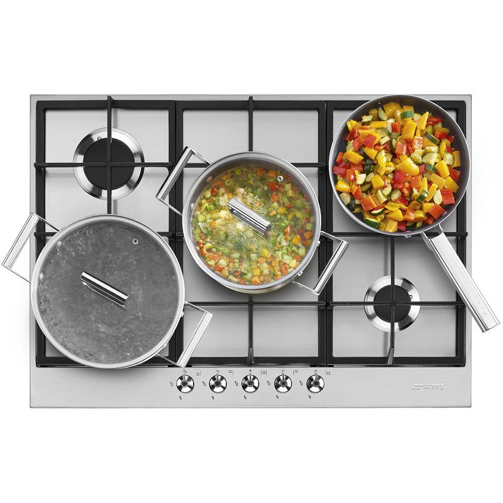 Smeg PX375 Classic 73cm 5 Burner Gas Hob, Stainless Steel