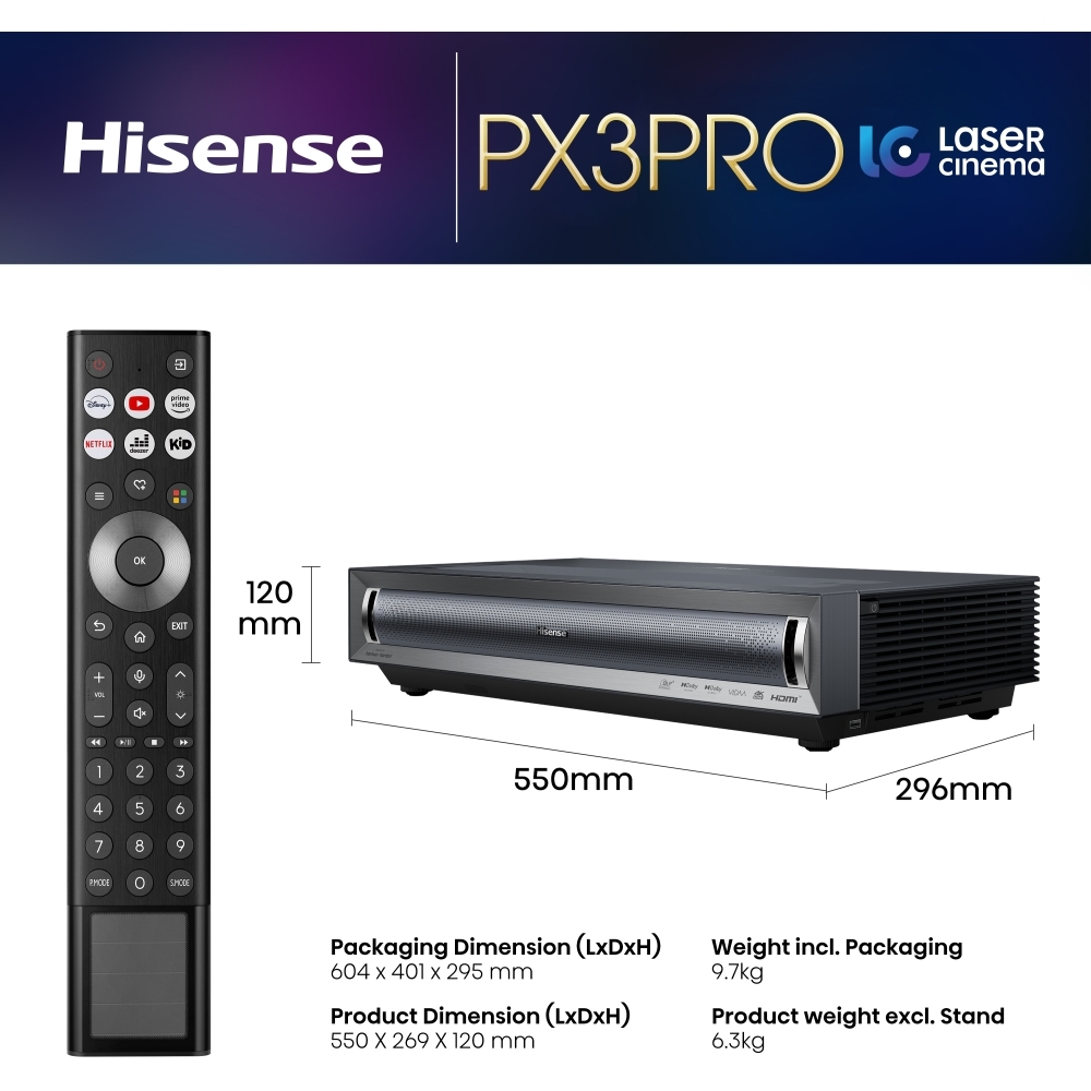 Hisense PX3-PRO 4K Smart Laser Cinema, 4K Ultra HD, Black