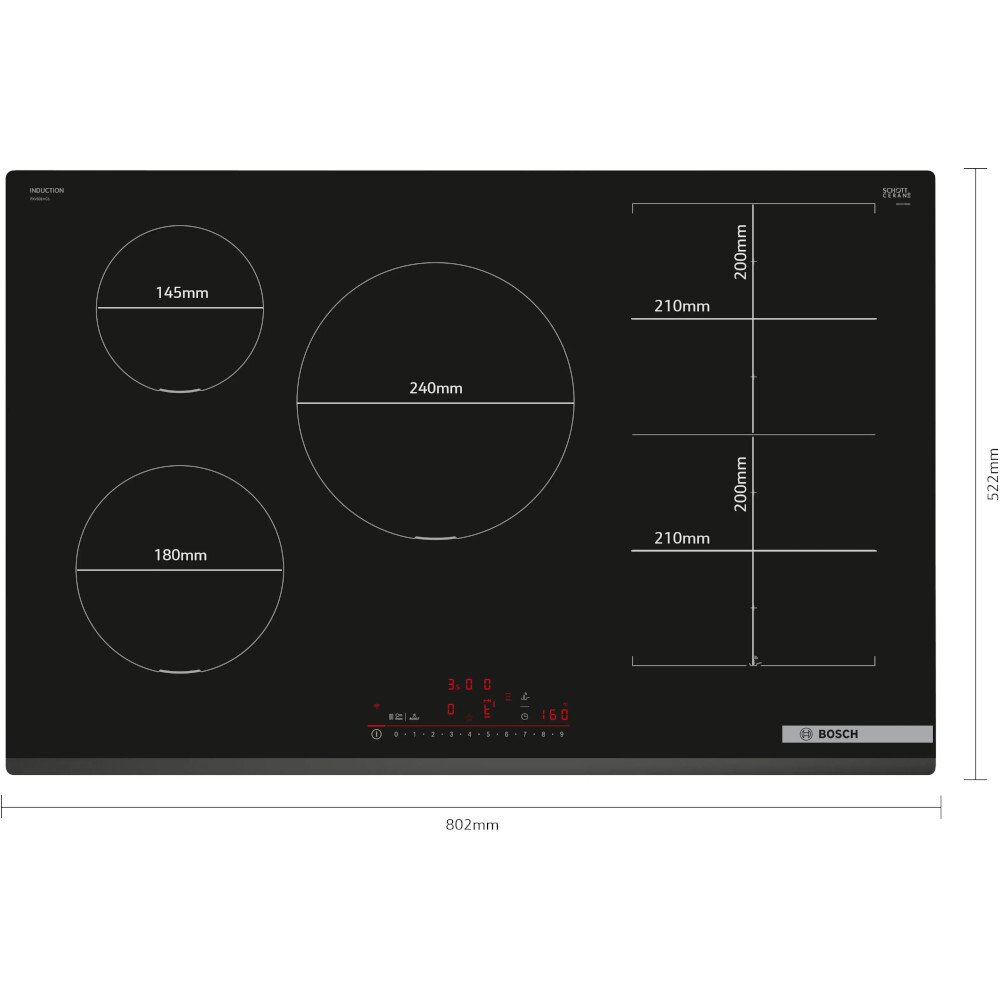 Bosch PXV831HC1E Series 6 80cm Induction Hob, Black