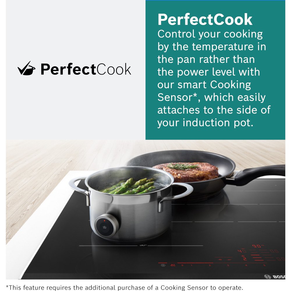 Bosch PXX875D67E Serie 8 82cm Induction Hob with Extractor, Black, B Rated