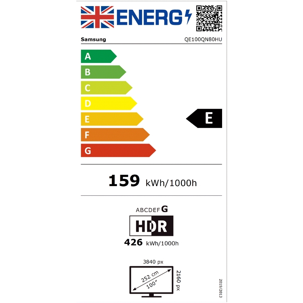 Samsung QE100QN80HUXXU 100" Neo QLED Smart Television, 4K Ultra HD, Black, E Rated
