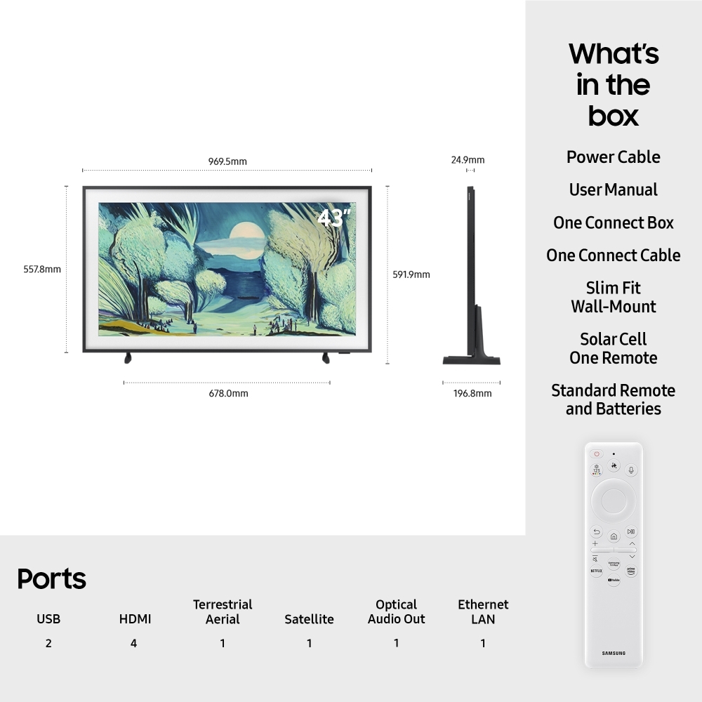 Samsung QE43LS03FAUXXU 43" QLED Smart Television, 4K Ultra HD, Black, G Rated