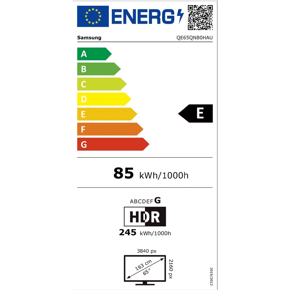 Samsung QE65QN80HAUXXU 65" Neo QLED Smart Television, 4K Ultra HD, Black, E Rated