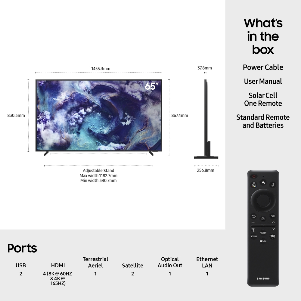 Samsung QE65QN900FTXXU 65" Neo QLED Smart Television, 8K Ultra HD, Black, G Rated