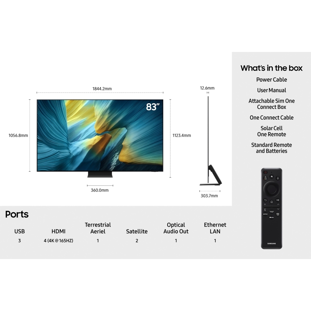 Samsung QE83S95FAEXXU 83" OLED Smart Television, 4K Ultra HD, Black, G Rated