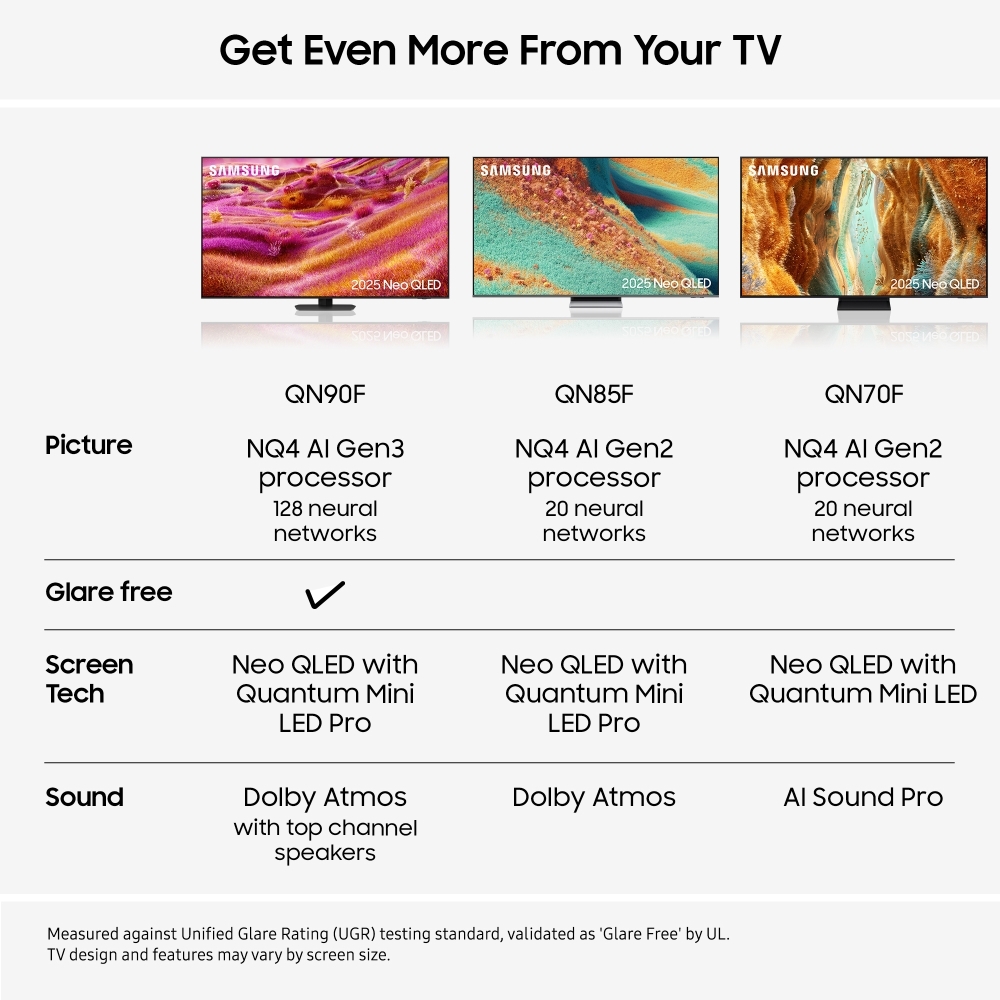 Samsung QE85QN90FATXXU 85" Neo QLED Smart Television, 4K Ultra HD, Black, E Rated