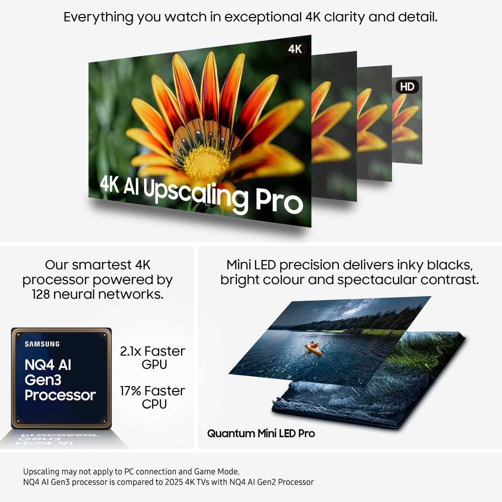 Samsung QE98QN90FATXXU 98" Neo QLED Smart Television, 4K Ultra HD, Black, E Rated